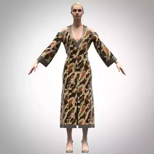 3d Model Womens cold shoulder Dress 3d clothing