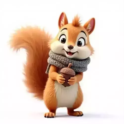 Cartoon Squirrel Scarf 3D Model Cozy Winter Character