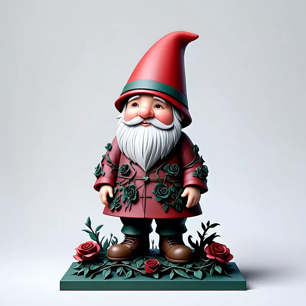 2965 Fairy Tale Gnome Color Full Body Figurine on Base 3D print model