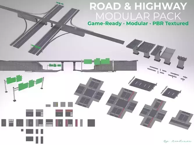 Modular Highway  City Road Kit  Game Ready