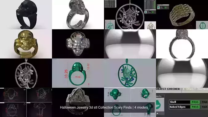 Halloween Jewelry 3d stl Collection Scary Finds