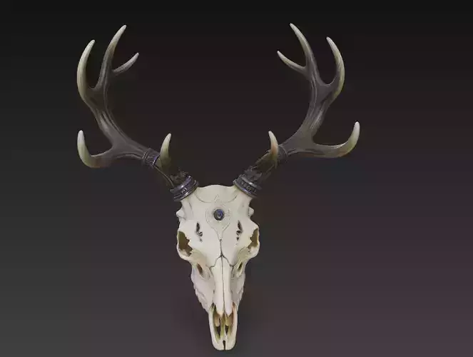 Spirit Guardian Deer Skull - Ornamental Antler Sculpture 3D