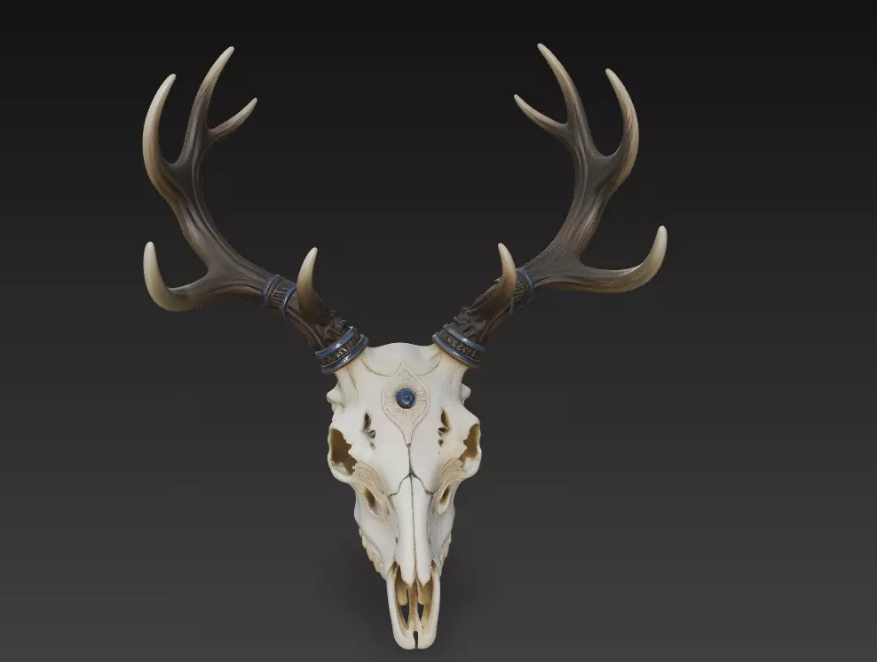 Spirit Guardian Deer Skull - Ornamental Antler Sculpture 3D 3D print model