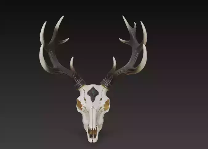 Enchanted Deer Skull - Stylized Antler Sculpture 3D Model