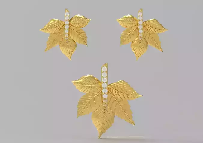 Half Set Leaf Design stl 3d jewelry earring pendant js0001