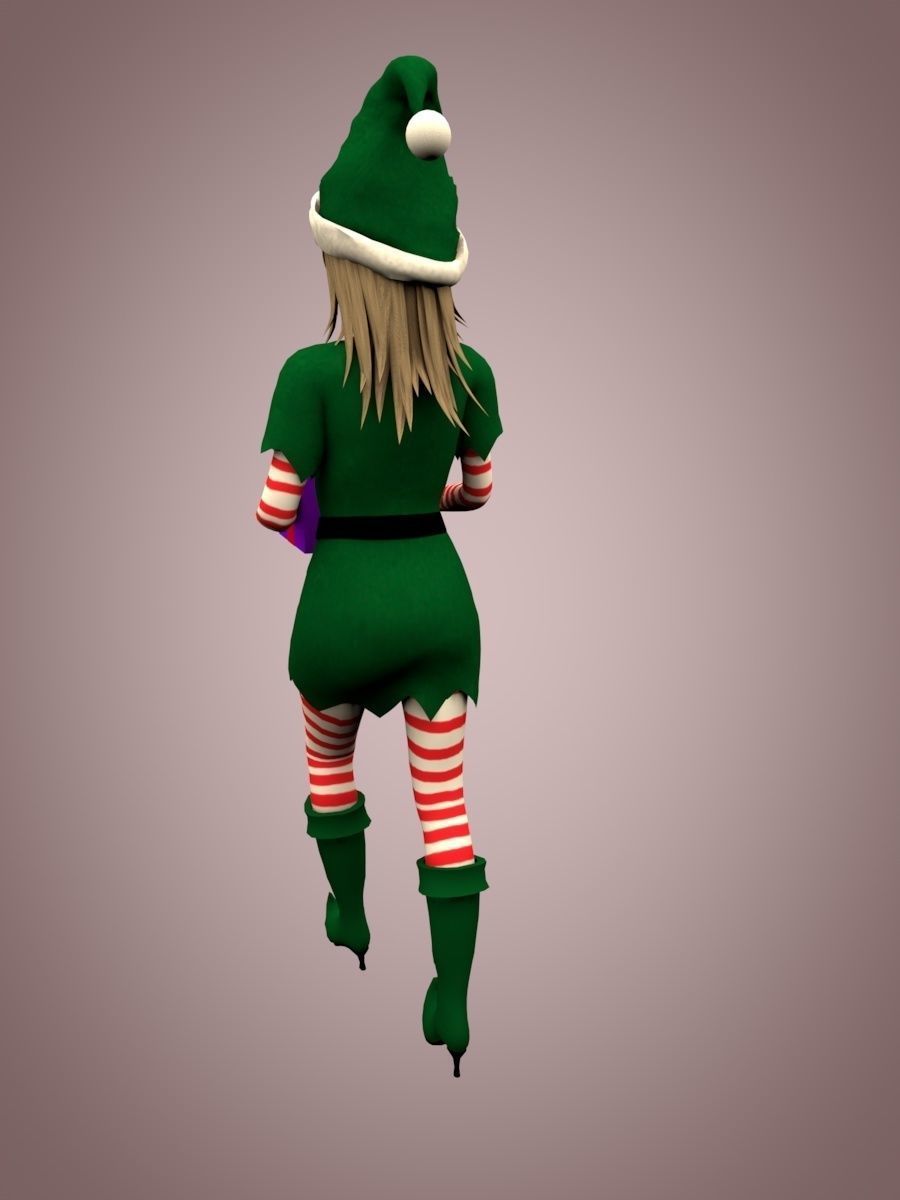 Christmas elf girl Low-poly 3D model_2