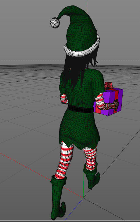 Christmas elf girl Low-poly 3D model_4