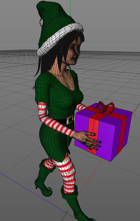 Christmas elf girl Low-poly 3D model_5
