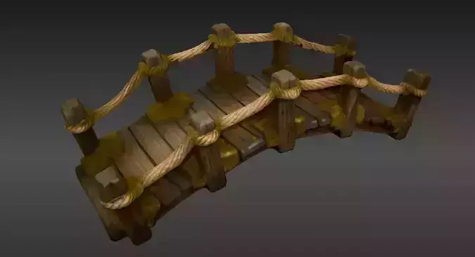 Stylized Wooden Bridge Fantasy Background Environment 3D Model