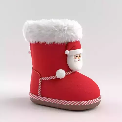 Christmas Plush Boot 3D Model Cozy Holiday Footwear
