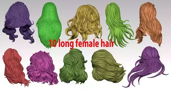 10 long female hair