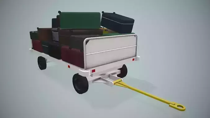 Airport Baggage Cart Loaded --436-- Low-poly 3D model 5