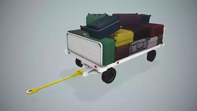 Airport Baggage Cart Loaded --436-- Low-poly 3D model 2