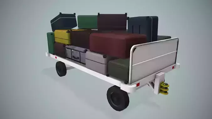 Airport Baggage Cart Loaded --436-- Low-poly 3D model 3