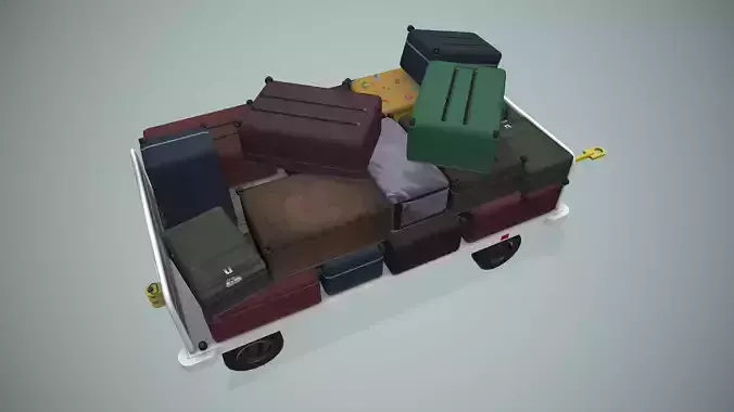 Airport Baggage Cart Loaded --436-- Low-poly 3D model 4