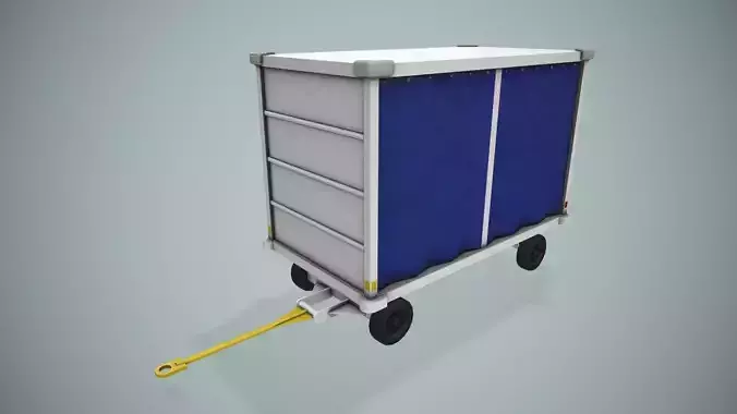 Airport Baggage Cart --438-- Low-poly 3D model 2