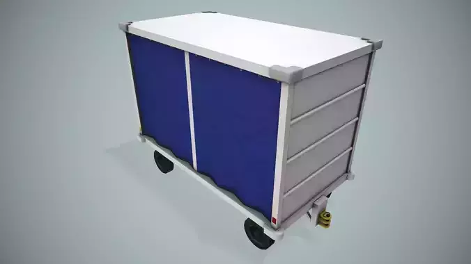Airport Baggage Cart --438-- Low-poly 3D model 3