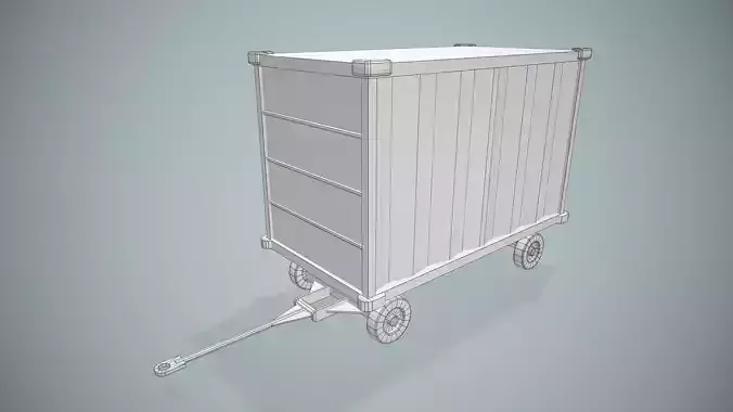 Airport Baggage Cart --438-- Low-poly 3D model 7