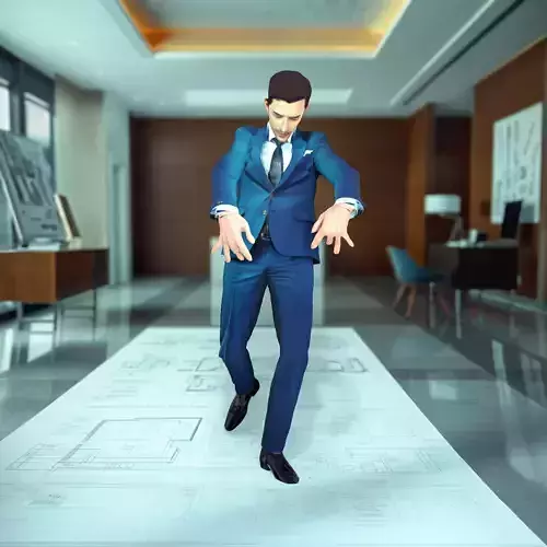 Elegant Blue Suit model pack