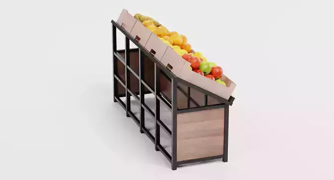 Fruit on Stand - Filled Produce Crate Display 3D model 5