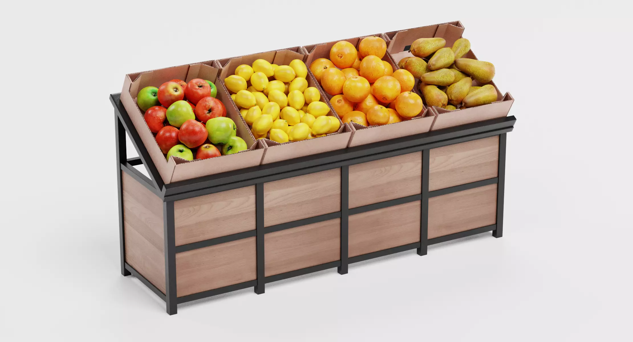 Fruit on Stand - Filled Produce Crate Display 3D model