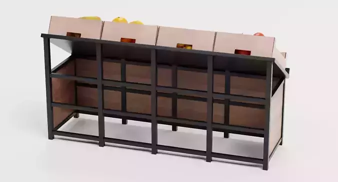 Fruit on Stand - Filled Produce Crate Display 3D model 6