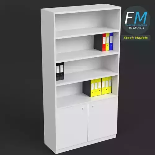 Office shelf with ring binders and folders