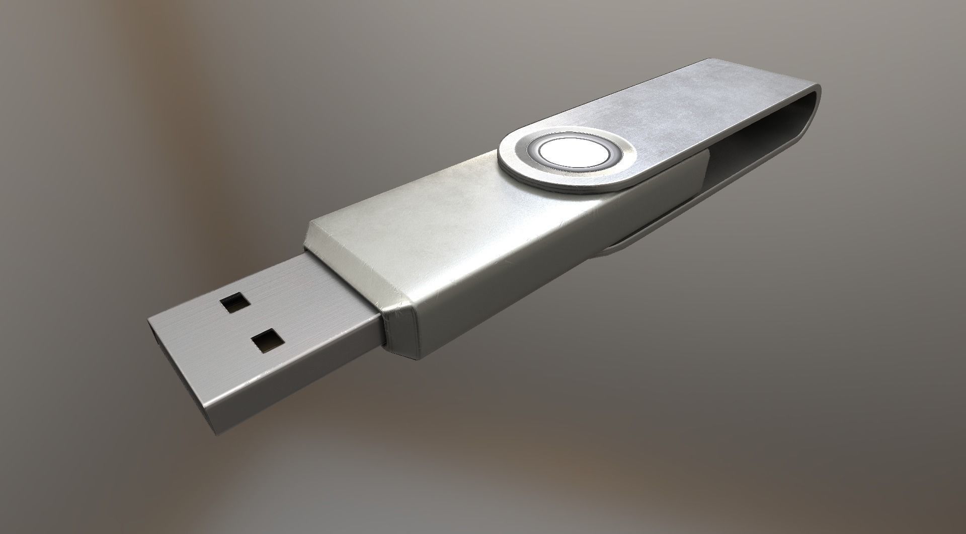 USB Stick Low Poly Aluminium Version - gameready - PBR Low-poly 3D model_15