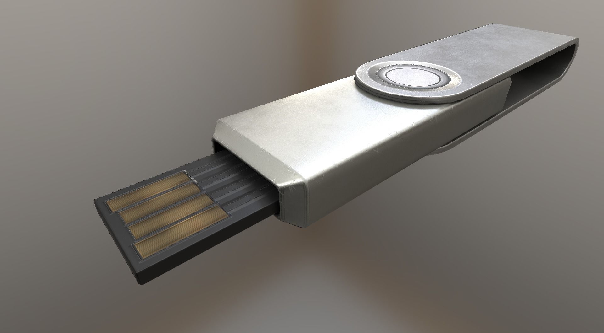USB Stick Low Poly Aluminium Version - gameready - PBR Low-poly 3D model_4