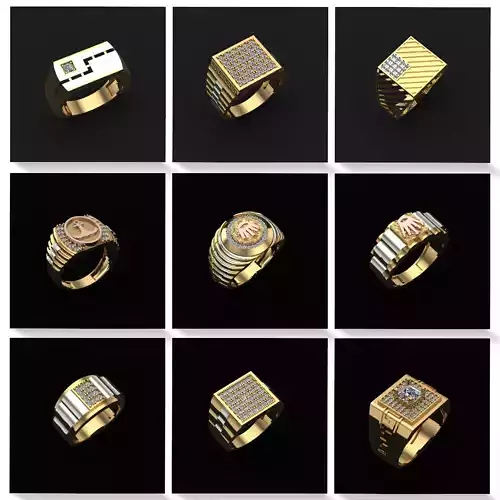 25 Gents rings 3d Model Collection