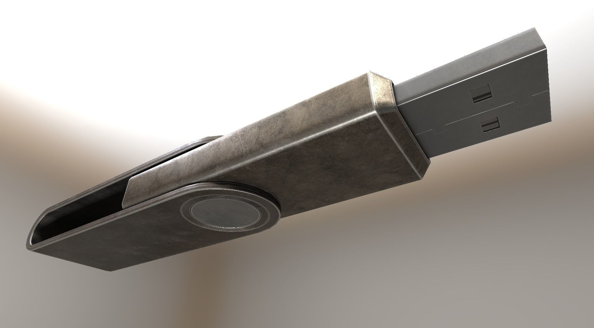 USB Stick Low Poly Brass Version - gameready - PBR Low-poly 3D model_8