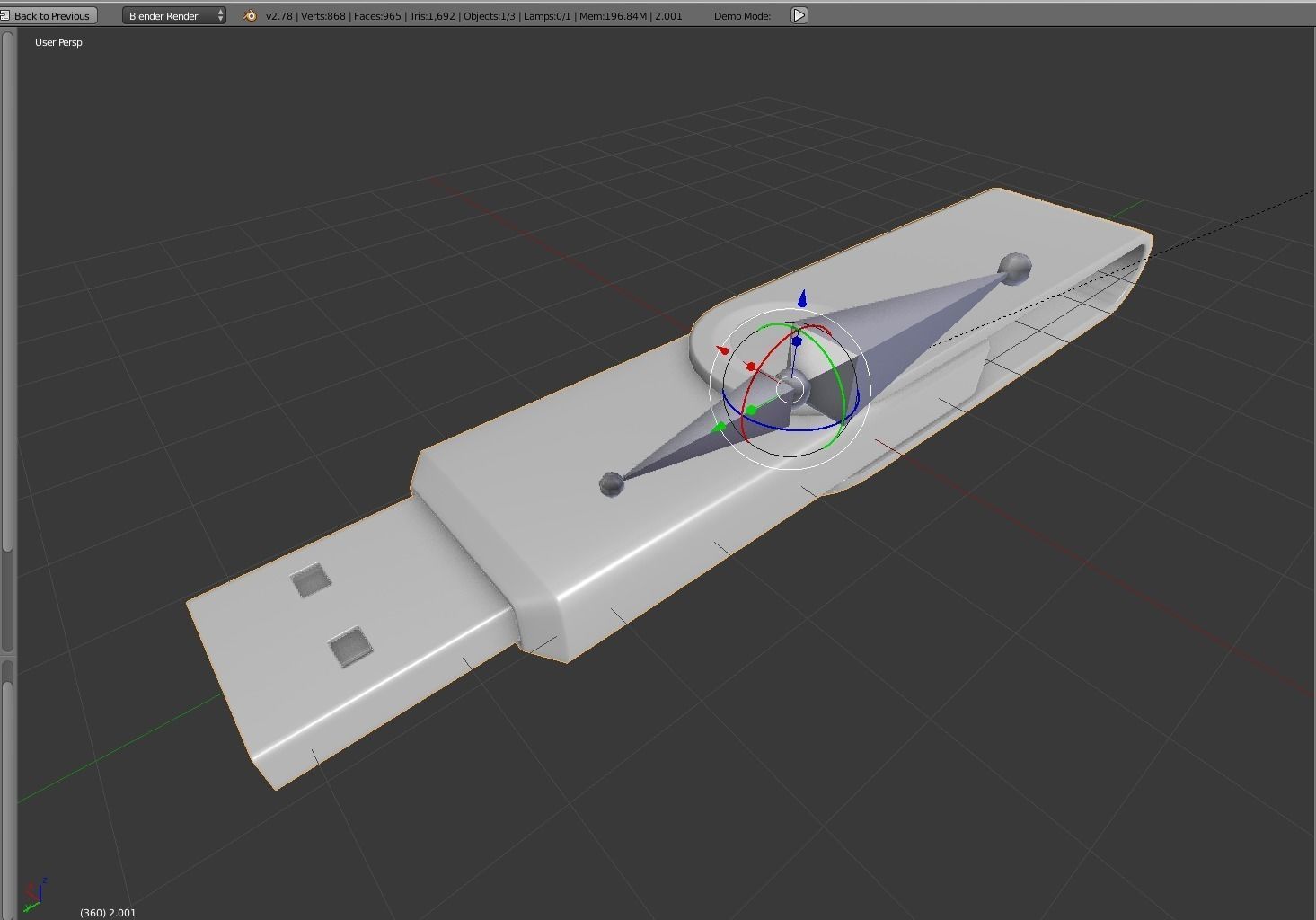 USB Stick Low Poly Brass Version - gameready - PBR Low-poly 3D model_19