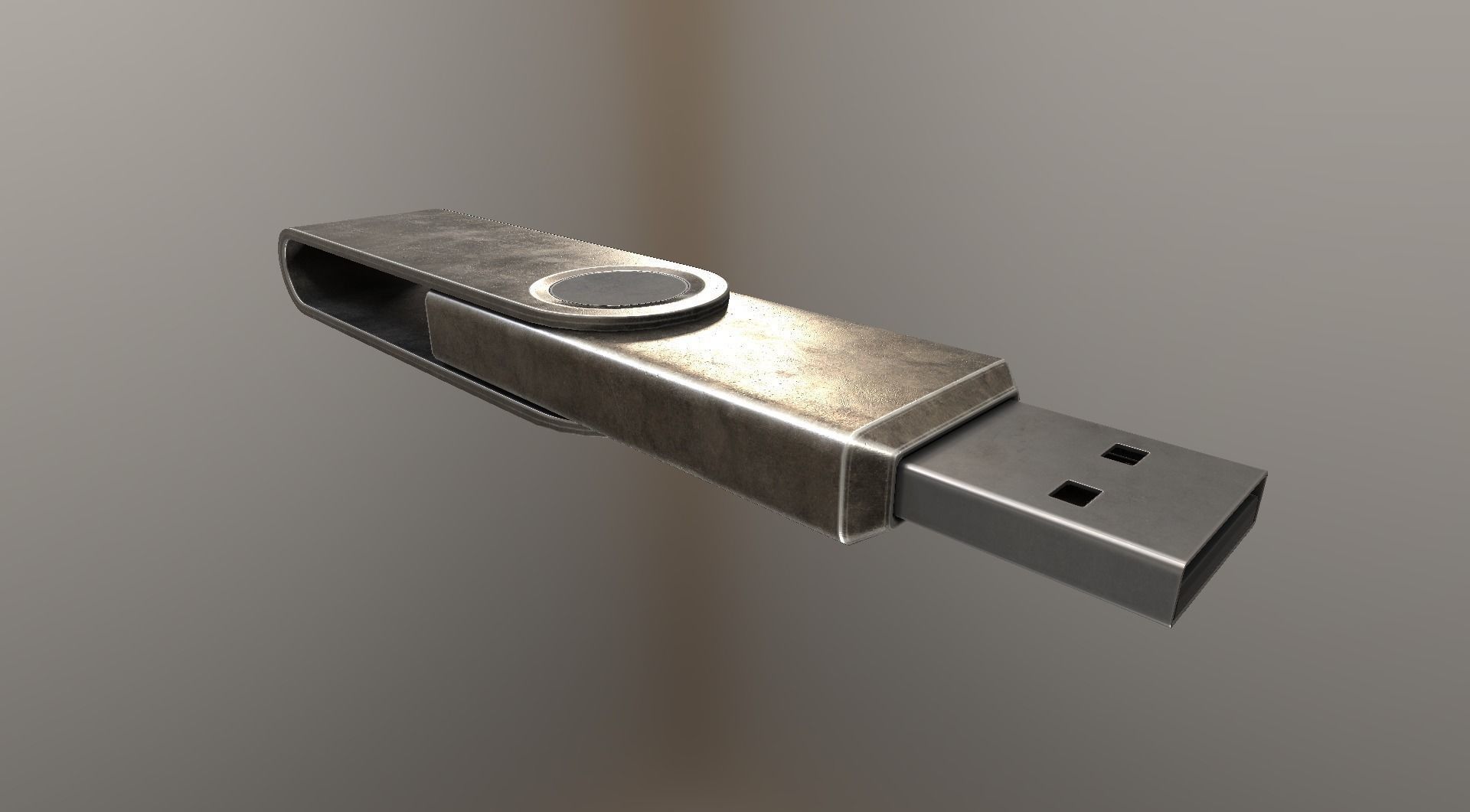 USB Stick Low Poly Brass Version - gameready - PBR Low-poly 3D model_3