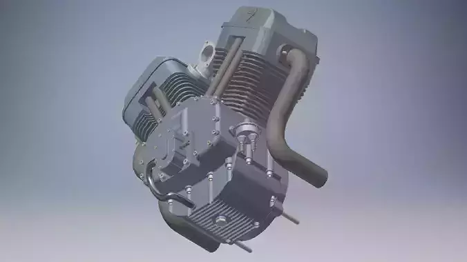 V2 motorcycle engine 3d model