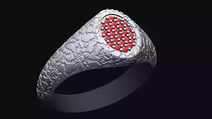 Organic stone rock lux ring silver gold jewelry  3d model 