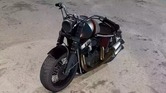 Stylized Wasteland Survivor Motorcycle