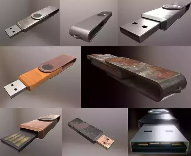 USB Stick Collection - Gameready - PBR Textures Low-poly 3D model