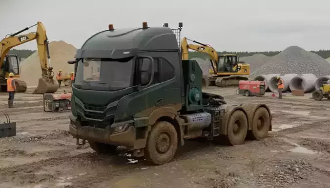 Low-Poly Semi-Truck Tractor