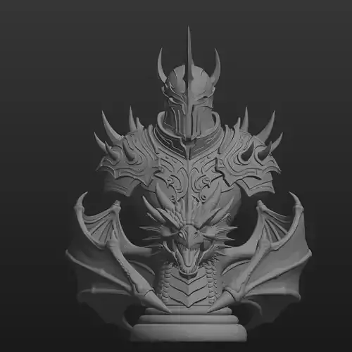 knight and dragon bust