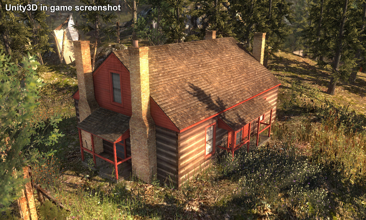 Wooden House Building Low-poly 3D model_7