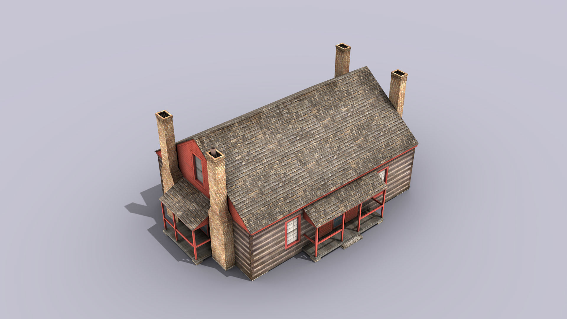 Wooden House Building Low-poly 3D model_3
