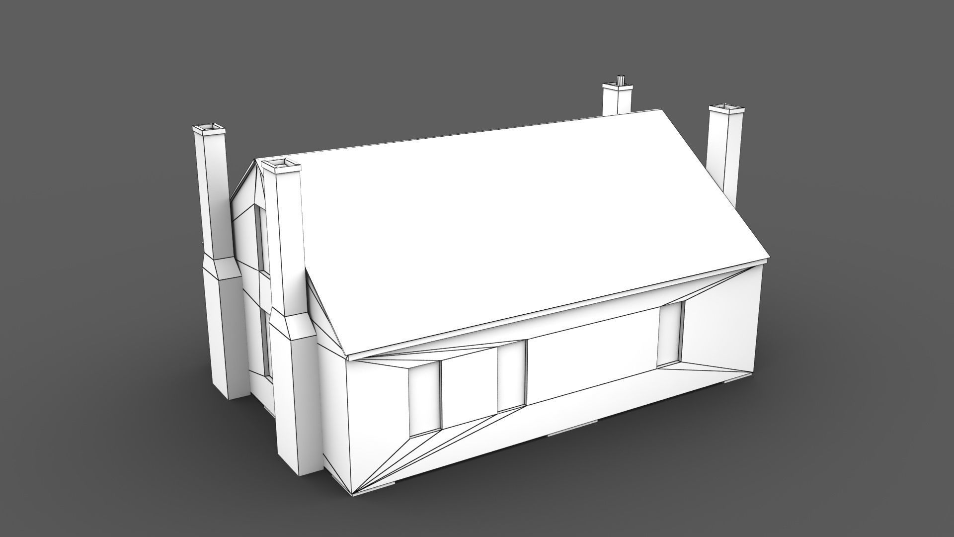 Wooden House Building Low-poly 3D model_6