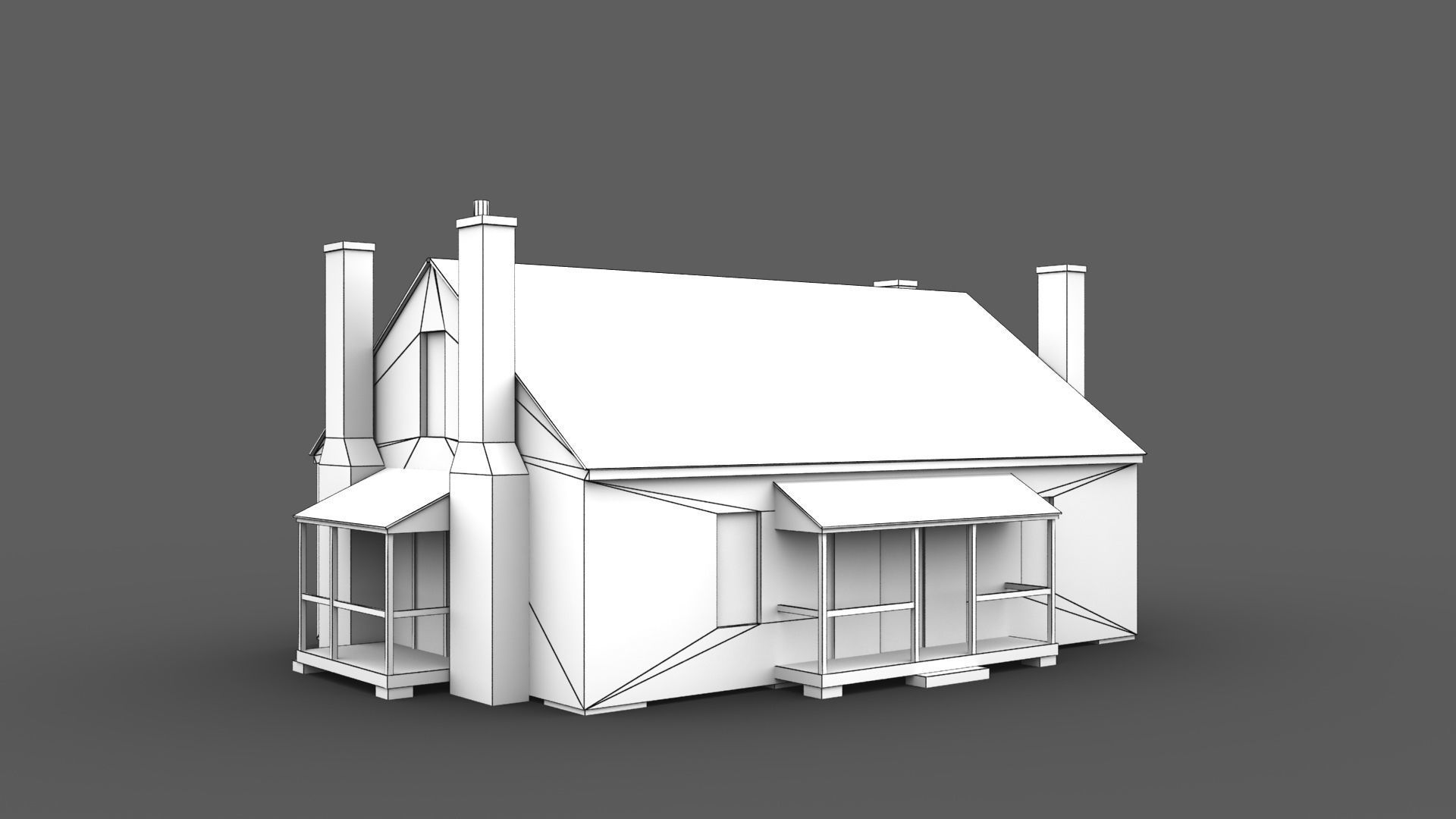 Wooden House Building Low-poly 3D model_5