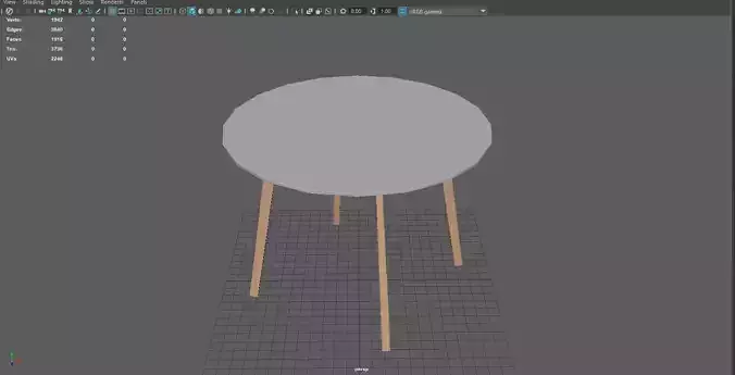 Round Wooden Table 3D Model Low Poly Clean Topology