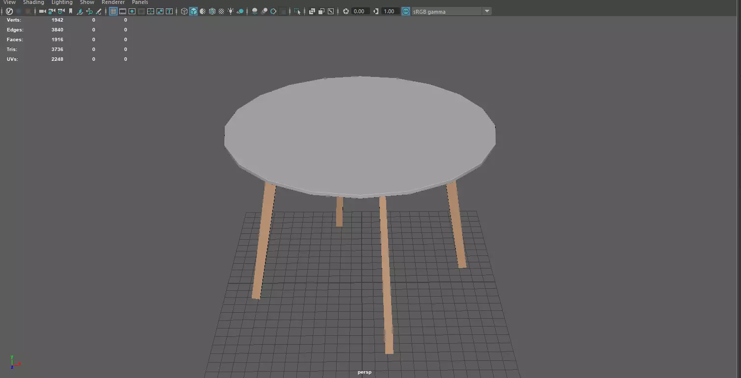 Round Wooden Table 3D Model Low Poly Clean Topology Free low-poly 3D model
