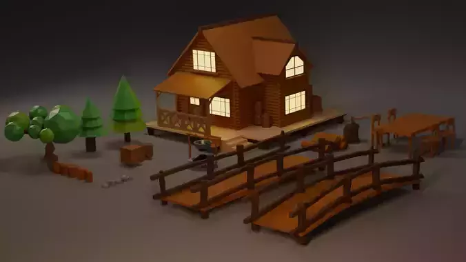 Wooden House and Assets