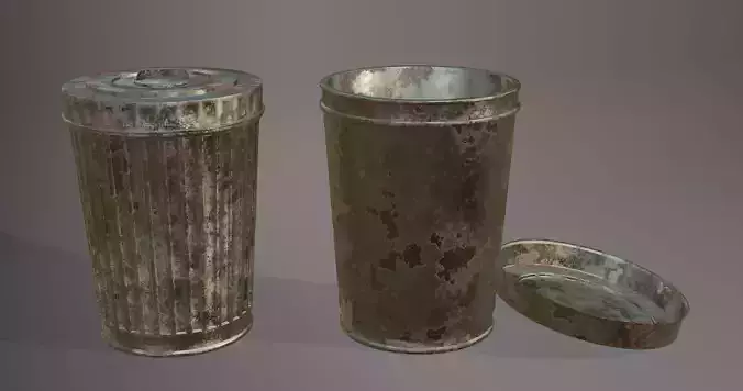 Rusty Metal Trash Can