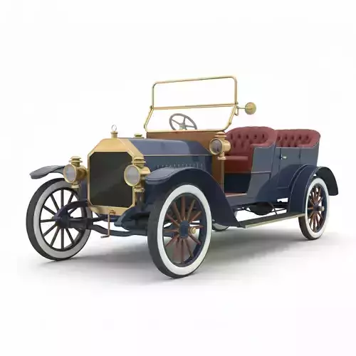 Early 20th Century Vintage Touring Car Low-poly 3D model 6