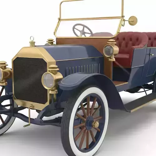 Early 20th Century Vintage Touring Car Low-poly 3D model 2