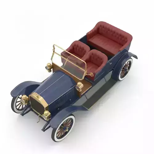 Early 20th Century Vintage Touring Car Low-poly 3D model 7